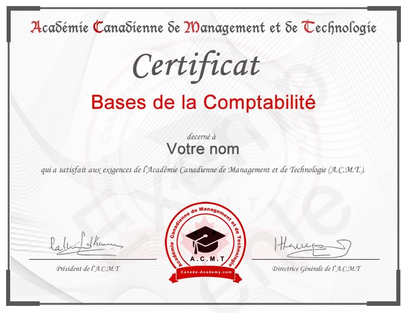 Meilleur certificat Bases de la Comptabilité en ligne