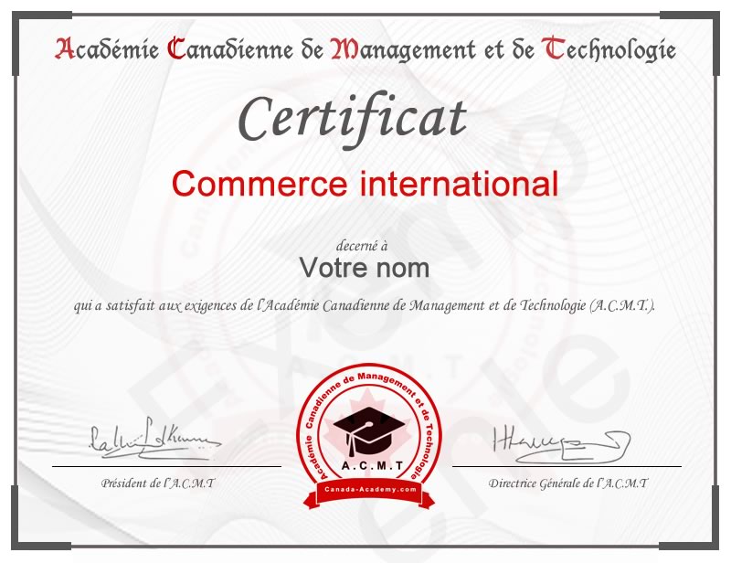 meilleur certificat Commerce international