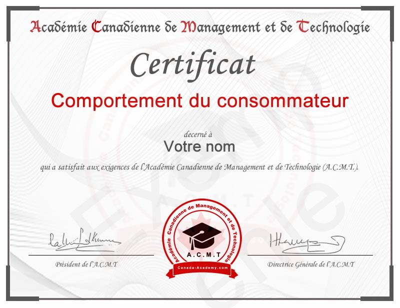 Meilleur certificat en Comportement du consommateur en marketing