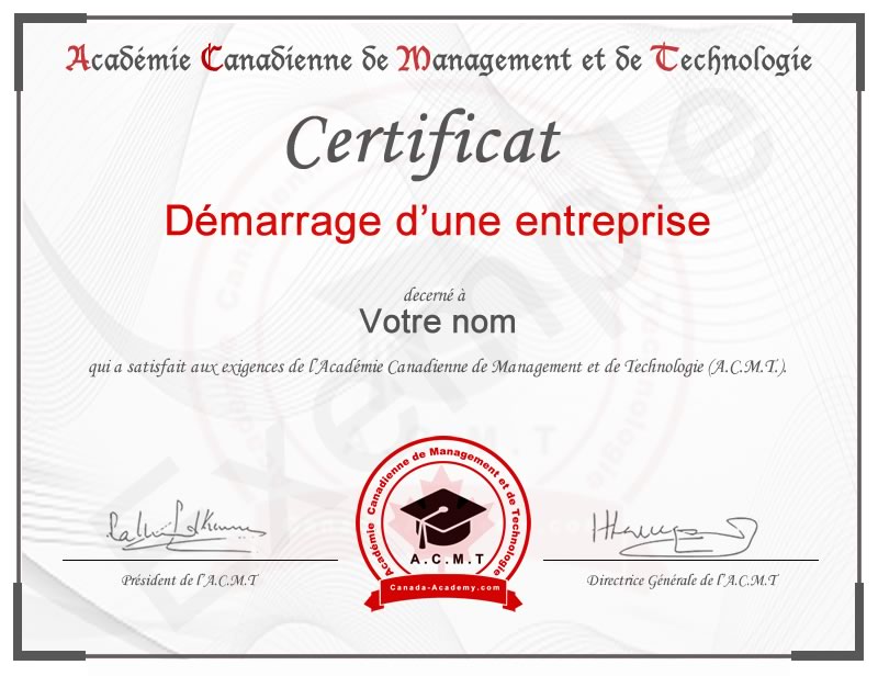 meilleur certificat en entreprenariat Démarrage d'entreprise