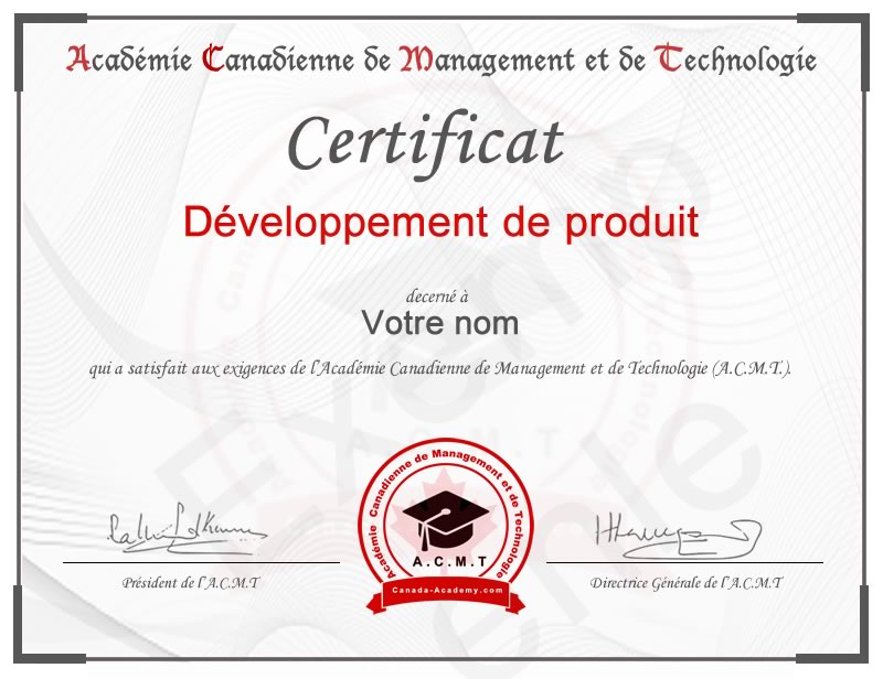 Meilleur certificat Développement de produit