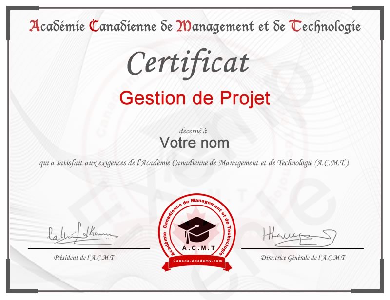 Meilleur certificat en Gestion de Projet