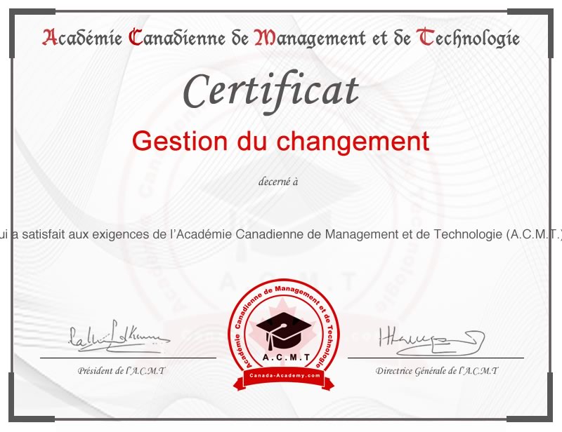 meilleur certificat en Gestion de changement