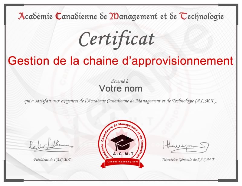 meilleur certificat en Gestion de la chaine d'approvisionnement