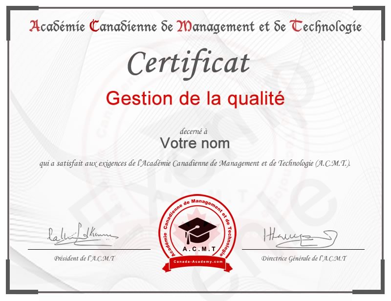 meilleur certificat en Gestion qualité