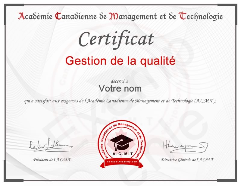 meilleur certificat en Gestion qualité