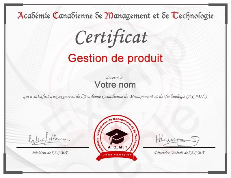 Meilleur certificat en Gestion de produit