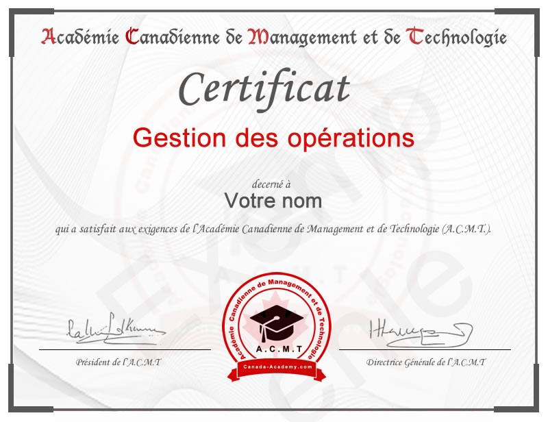 meilleur certificat en Gestion des opérations