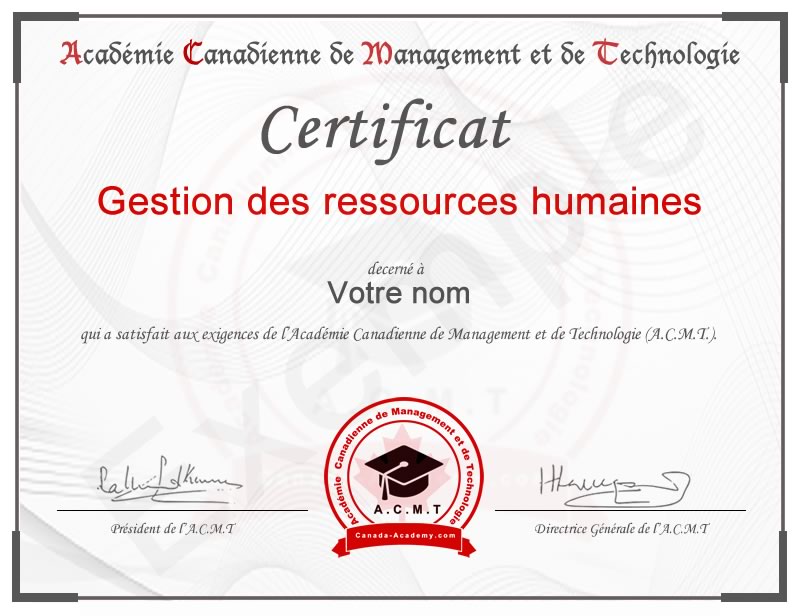 meilleur certificat Gestion des ressources humaines