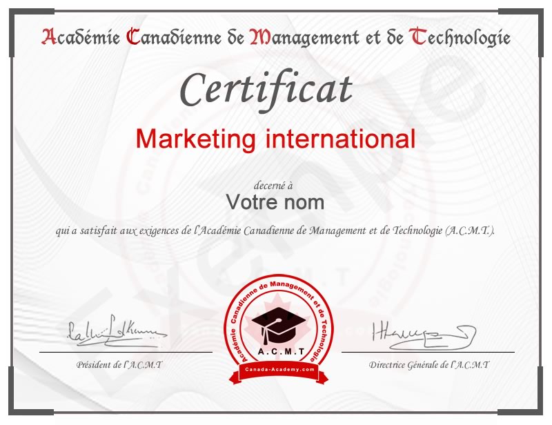 meilleur certificat en Marketing international